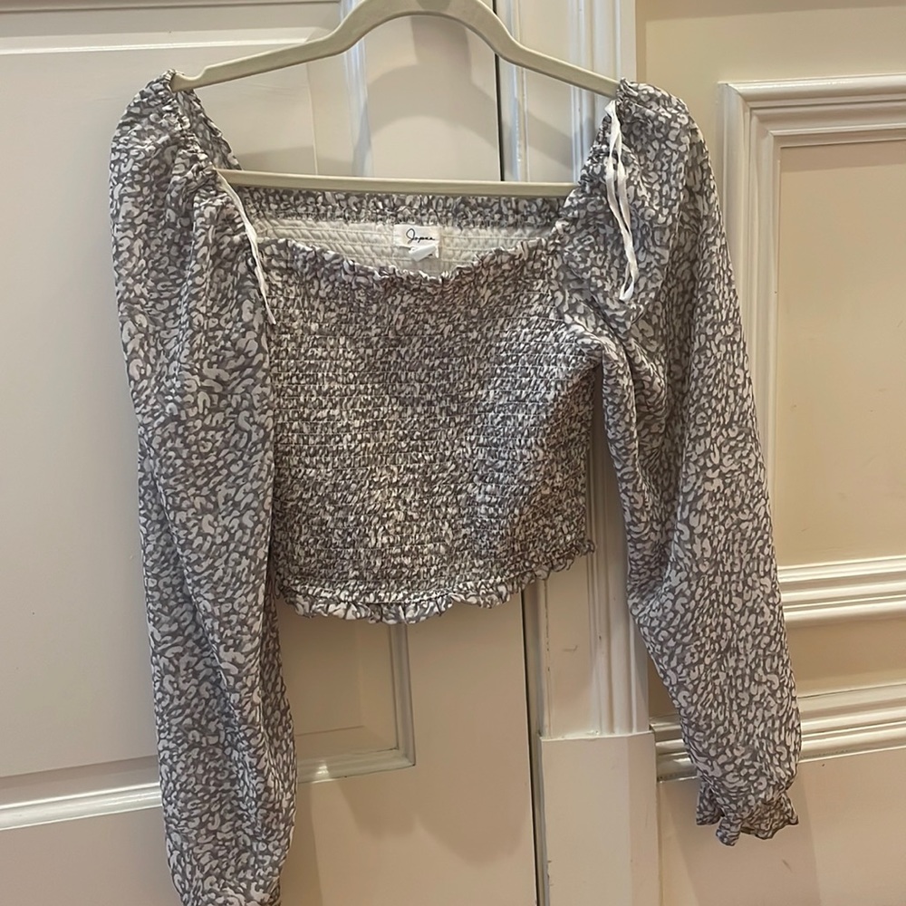 Long sleeve smocked crop top